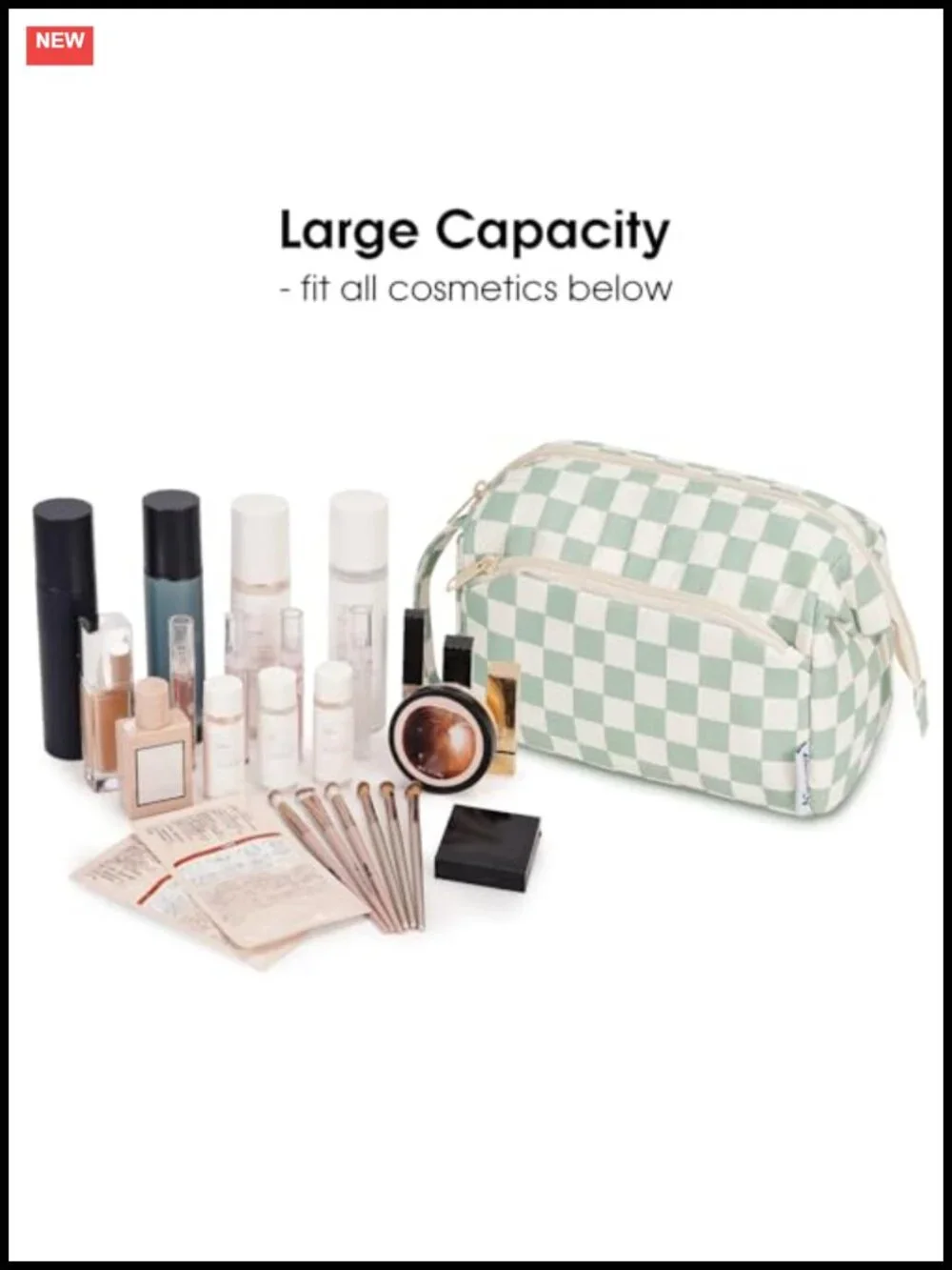 Wide Open Travel Makeup Bag Toiletry Case with Multiple Compartments,